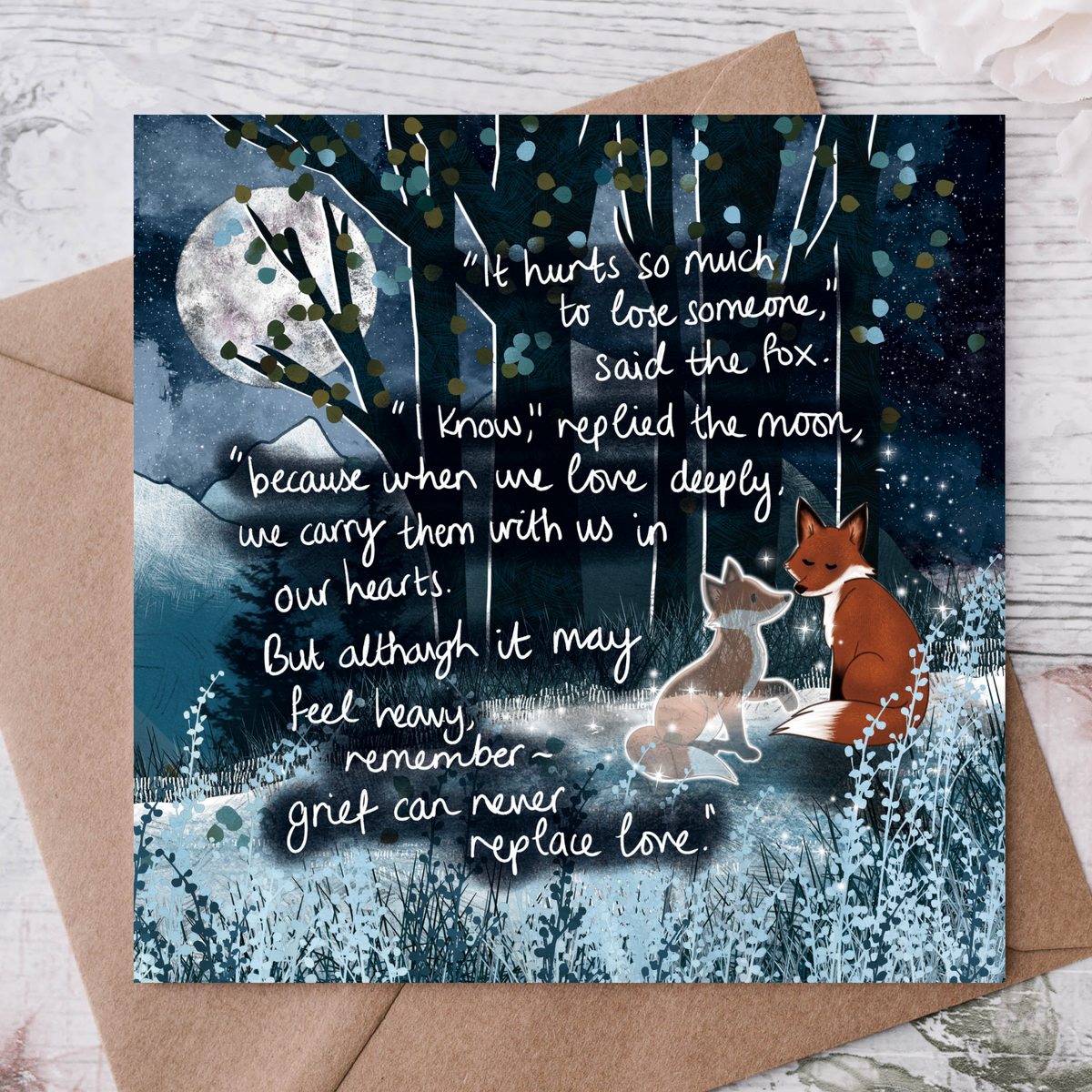 'Losing Someone' - Fox Under The Moon Sympathy Card