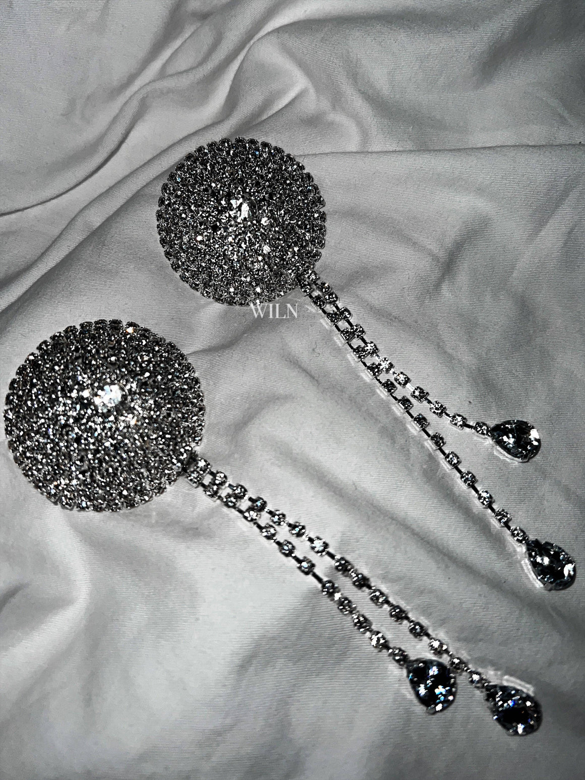 DIAMANTE Silver Nipple Covers Sexy Lingerie Jewel Tassel