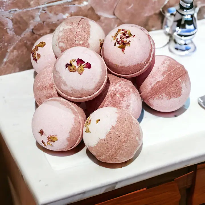 Wild Rose Botanic Large Bath Bomb - 8oz-Pure Drop-Live in the Light Naturally Ltd