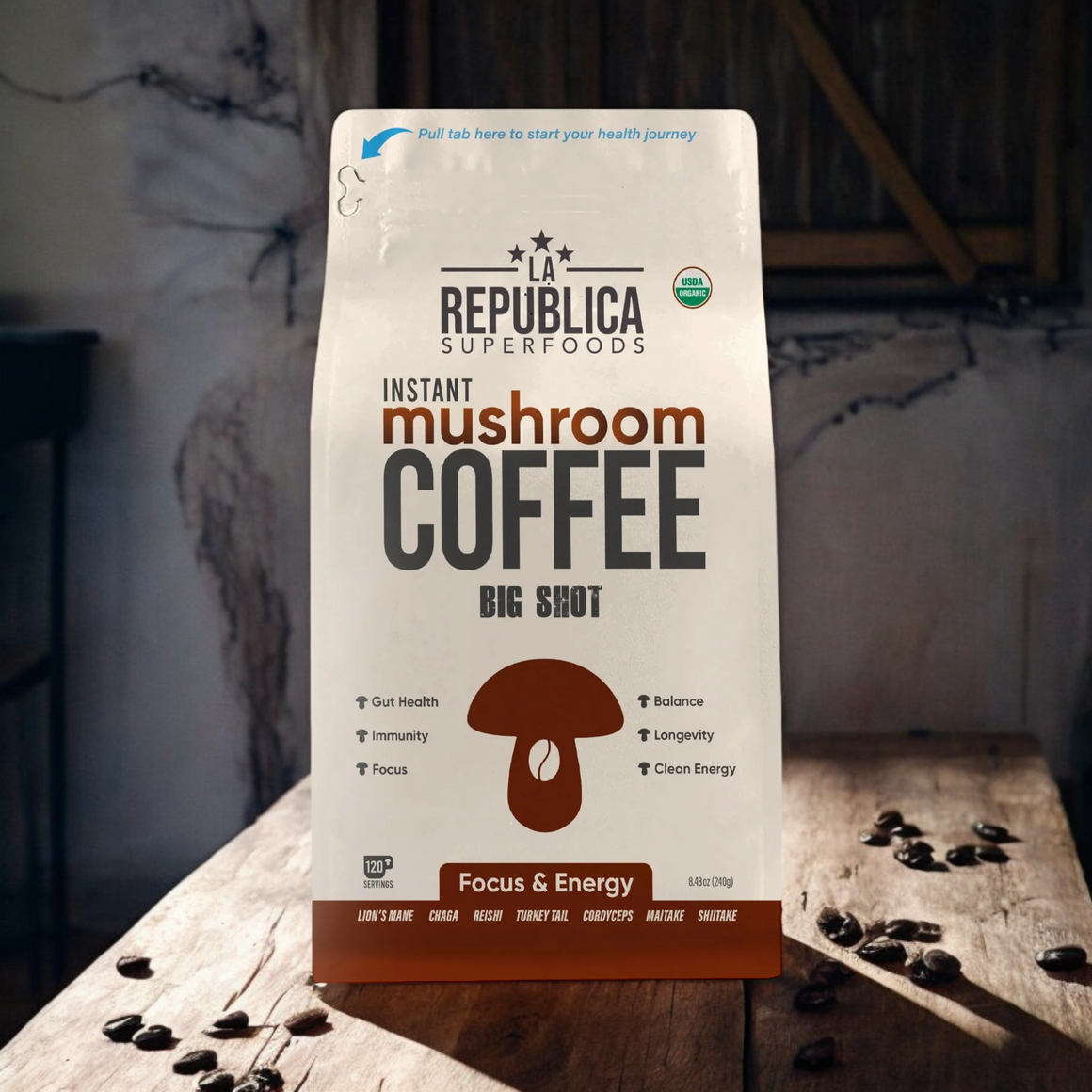 Instant 7 Mushroom Coffee BIG SHOT -  La Republica