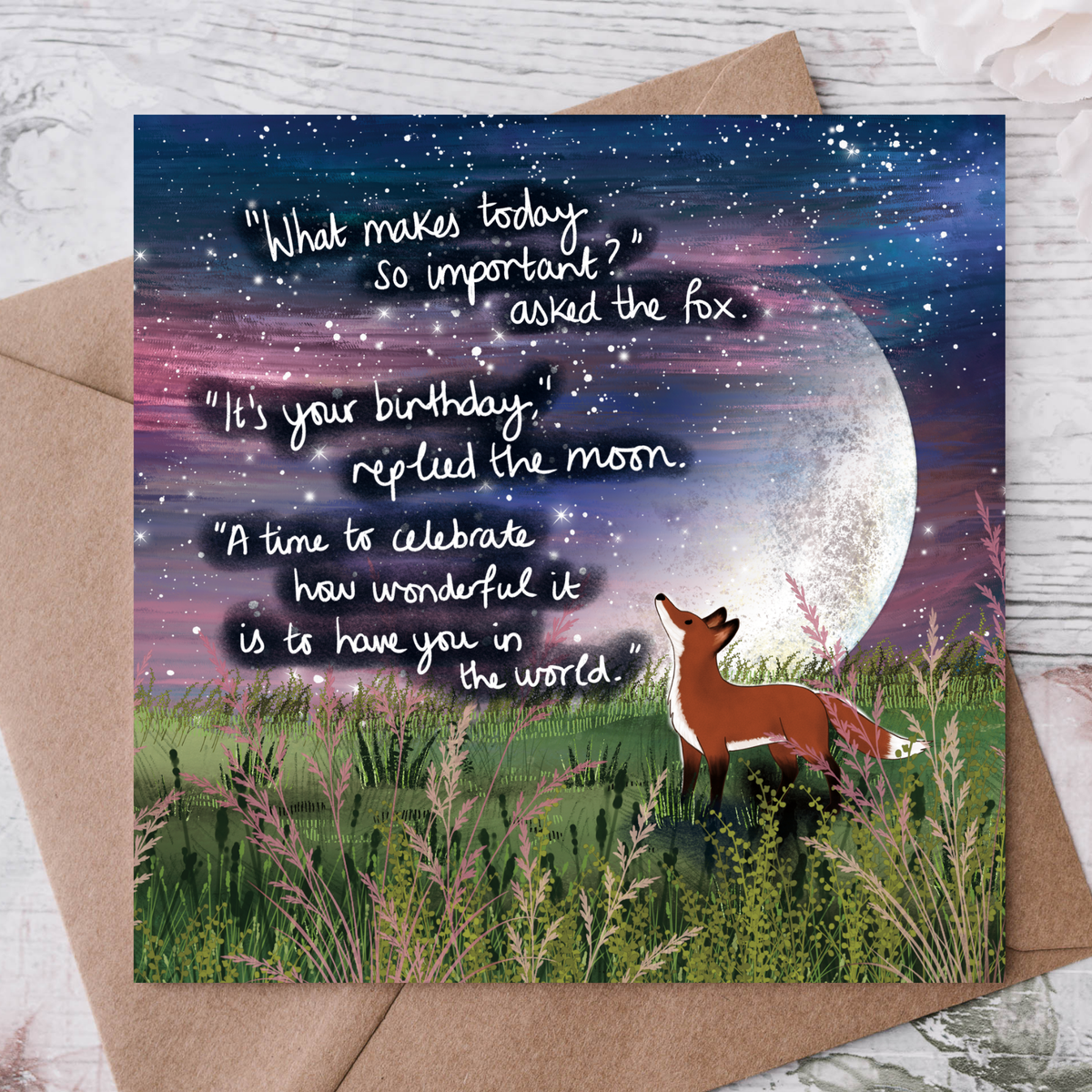 'Your Birthday' - Fox Under The Moon Birthday Card