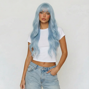 "Azura" - Long Light Pastel Blue Wig