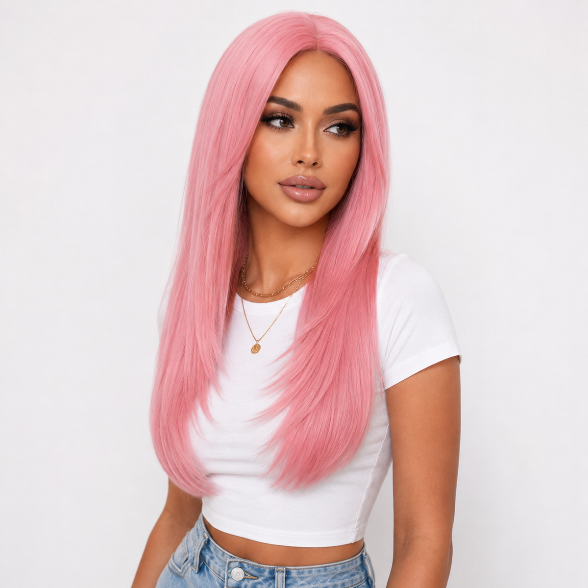 "Faith" - Layered Pink Wig