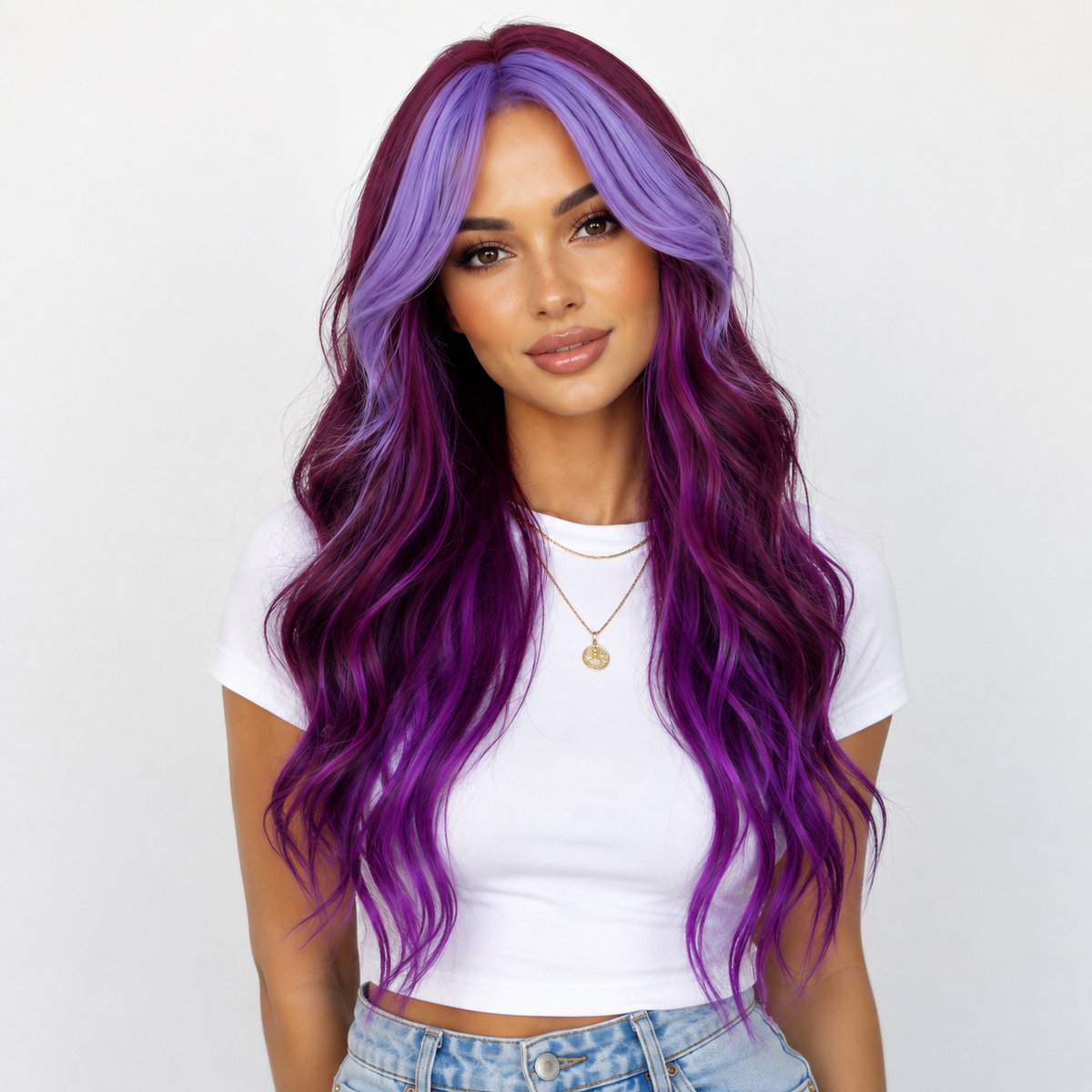 "Harmony" - Long Wavy Ombre Purple Wig
