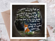 "Forget-Me-Not" Sympathy & Remembrance Card Fox Under The Moon