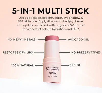 SPF 50 Natural Lip & Cheek Tint - Avocado Zinc information