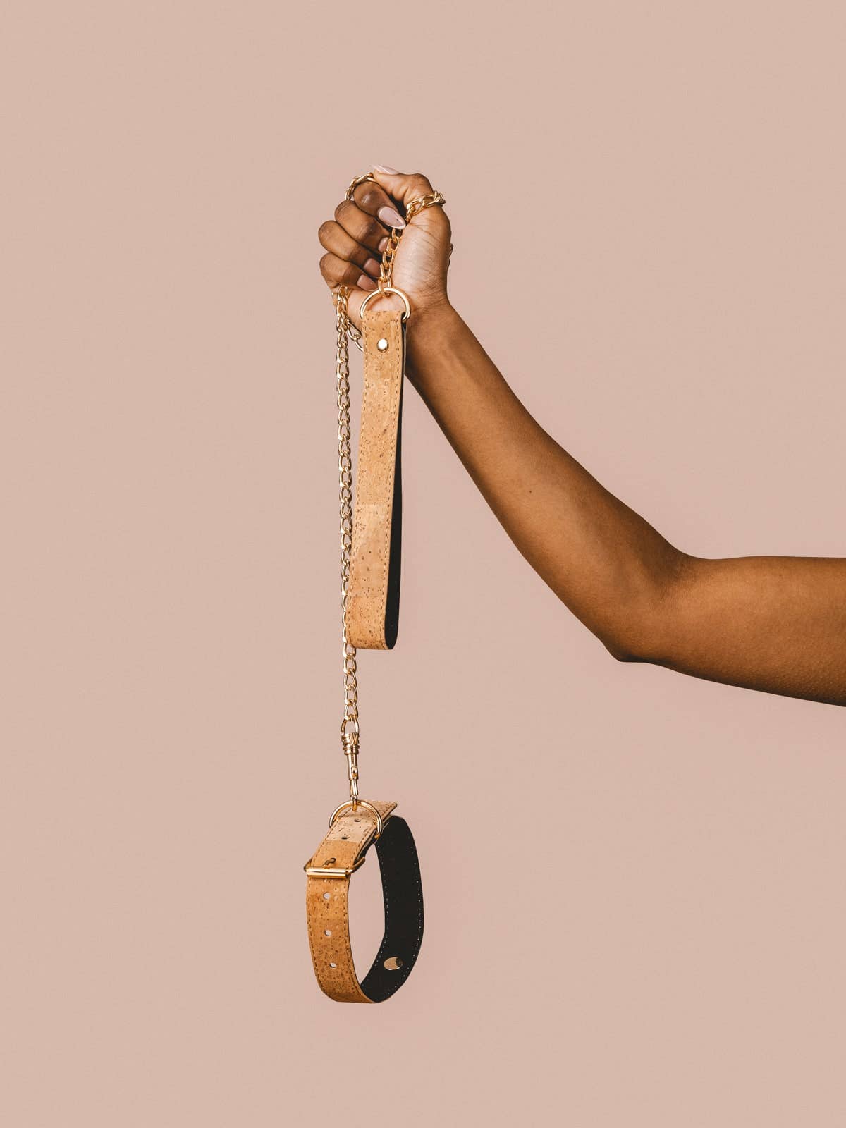 Camellia ~ Cork Leather Bondage Choker with Leash