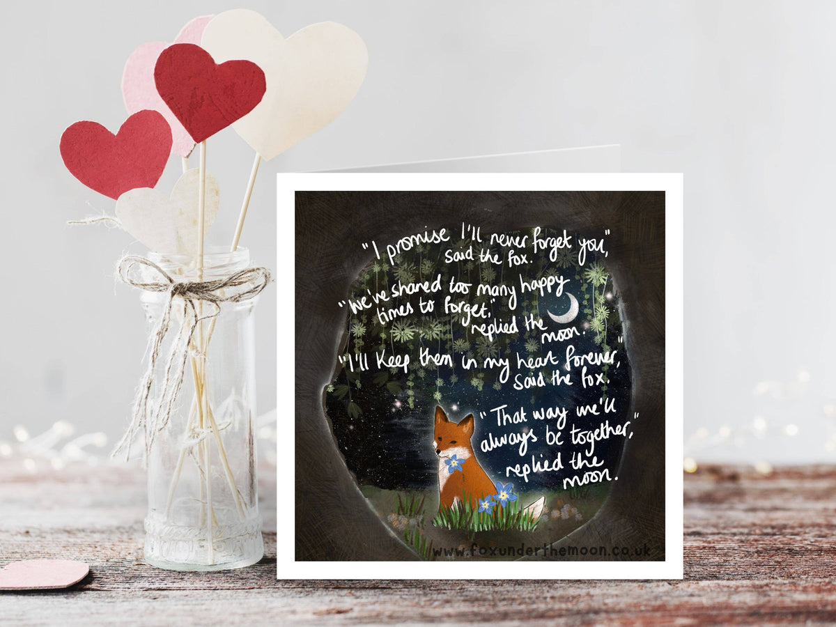 "Forget-Me-Not" Sympathy & Remembrance Card Fox Under The Moon
