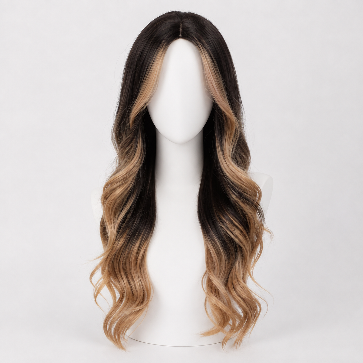 "Gia" - Brown Curled Wig with Highlights