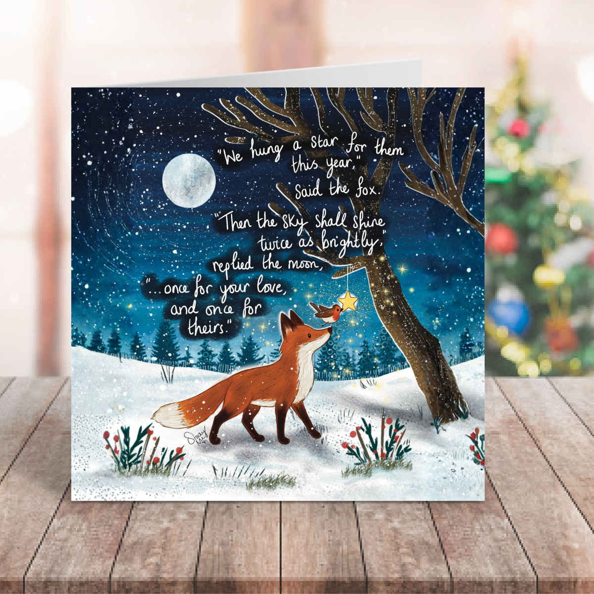 "Twice As Bright" - Christmas Card by Fox Under The Moon