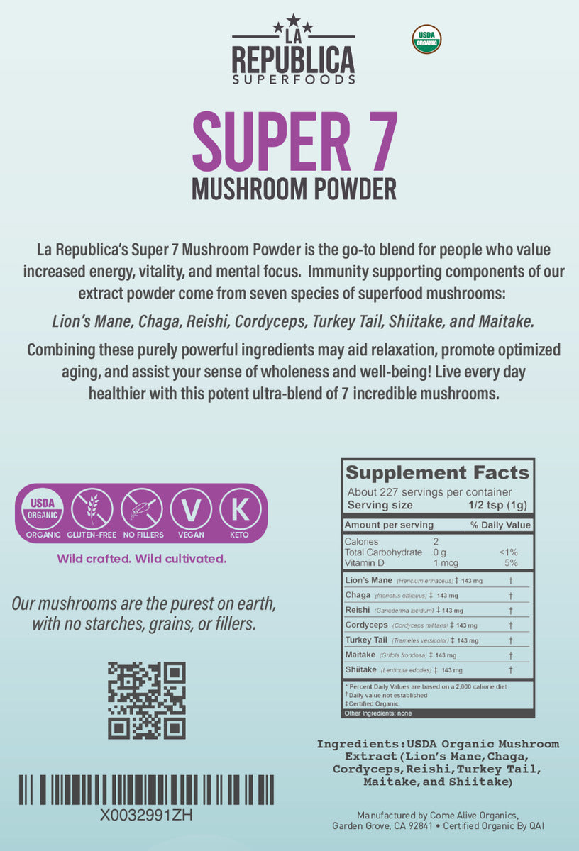 Super 7 Mushroom Extract Powder - La Republica