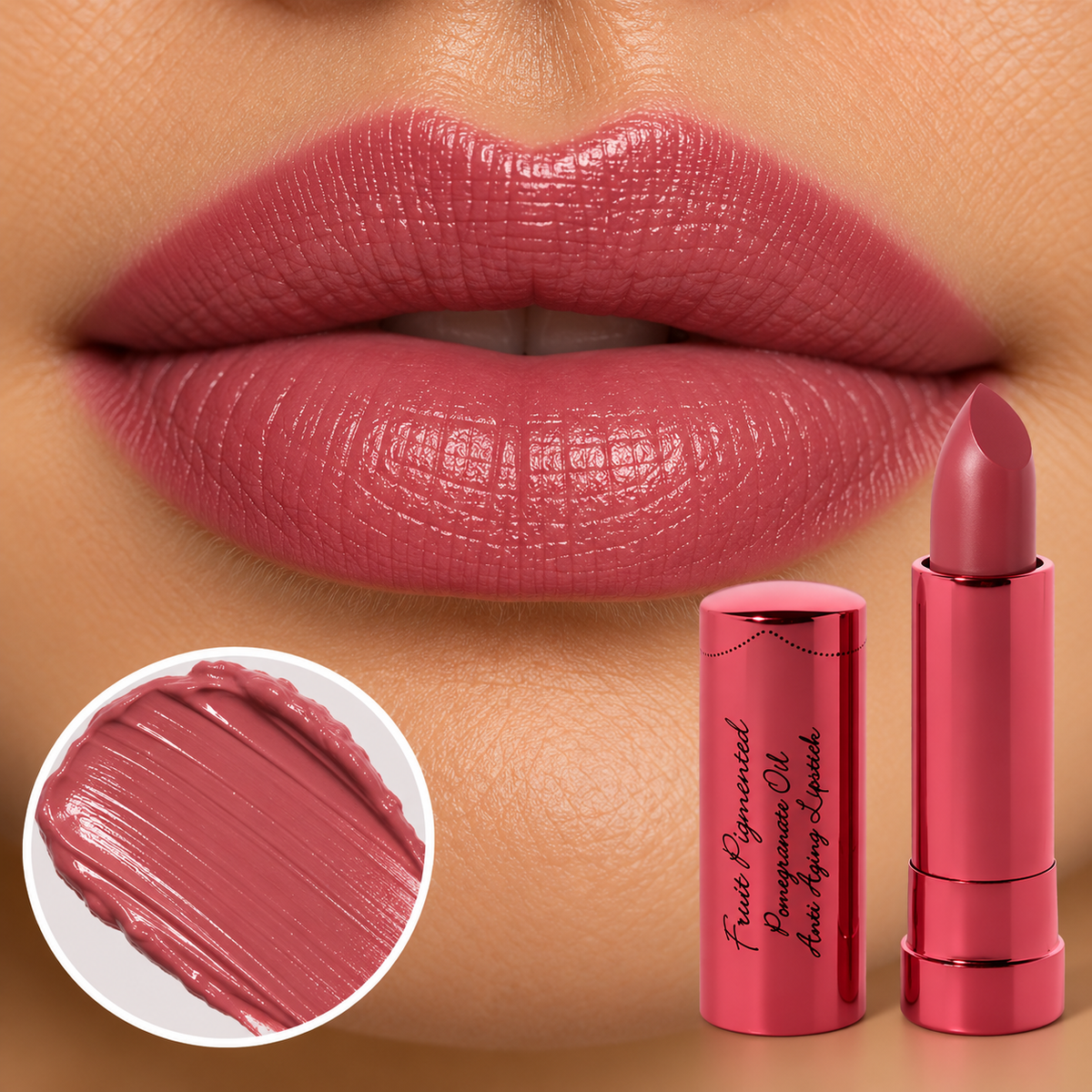 Clover Fruit Pigmented® Pomegranate Oil Anti-Aging Lipstick – 100% Pure