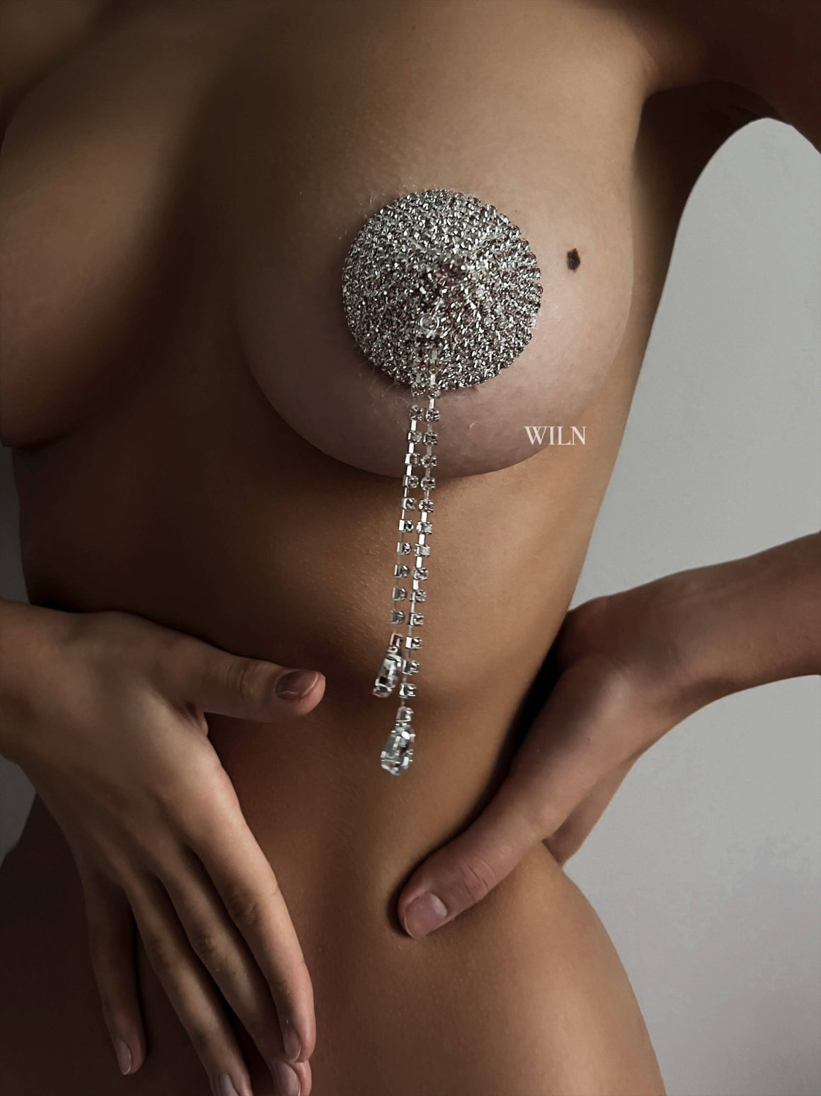 DIAMANTE Silver Nipple Covers Sexy Lingerie Jewel Tassel