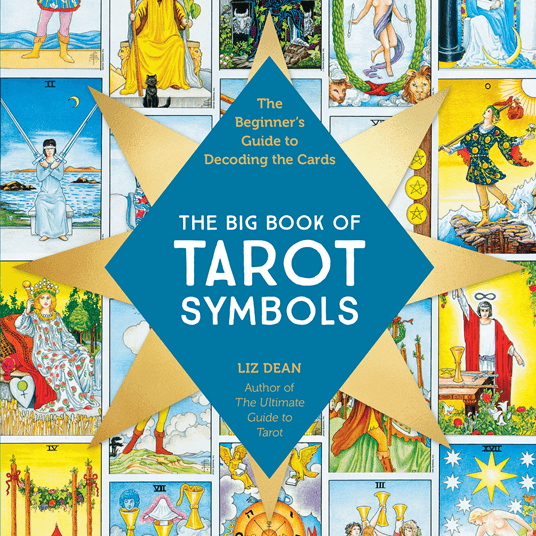 Cover of 'The Big Book of Tarot Symbols' with tarot card illustrations and text.
