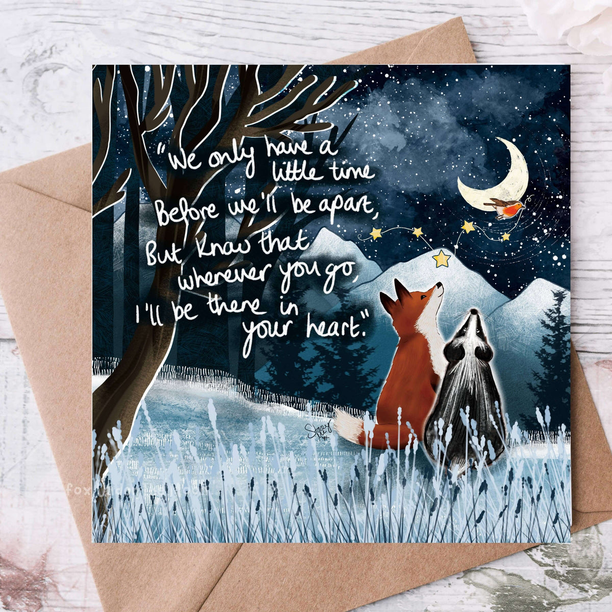 A Little Time Greeting Card from Fox Under The Moon featuring gentle artwork and heartfelt message.