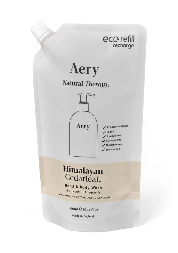 Himalayan Cedarleaf Hand & Body Wash Refill - Cedar Patchouli and Lemon - Aery Living close up