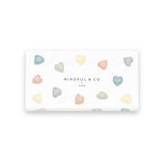 Affirmation Colouring Pencils packaging featuring colorful hearts with positive messages for kids' creativity and mindfulness.
