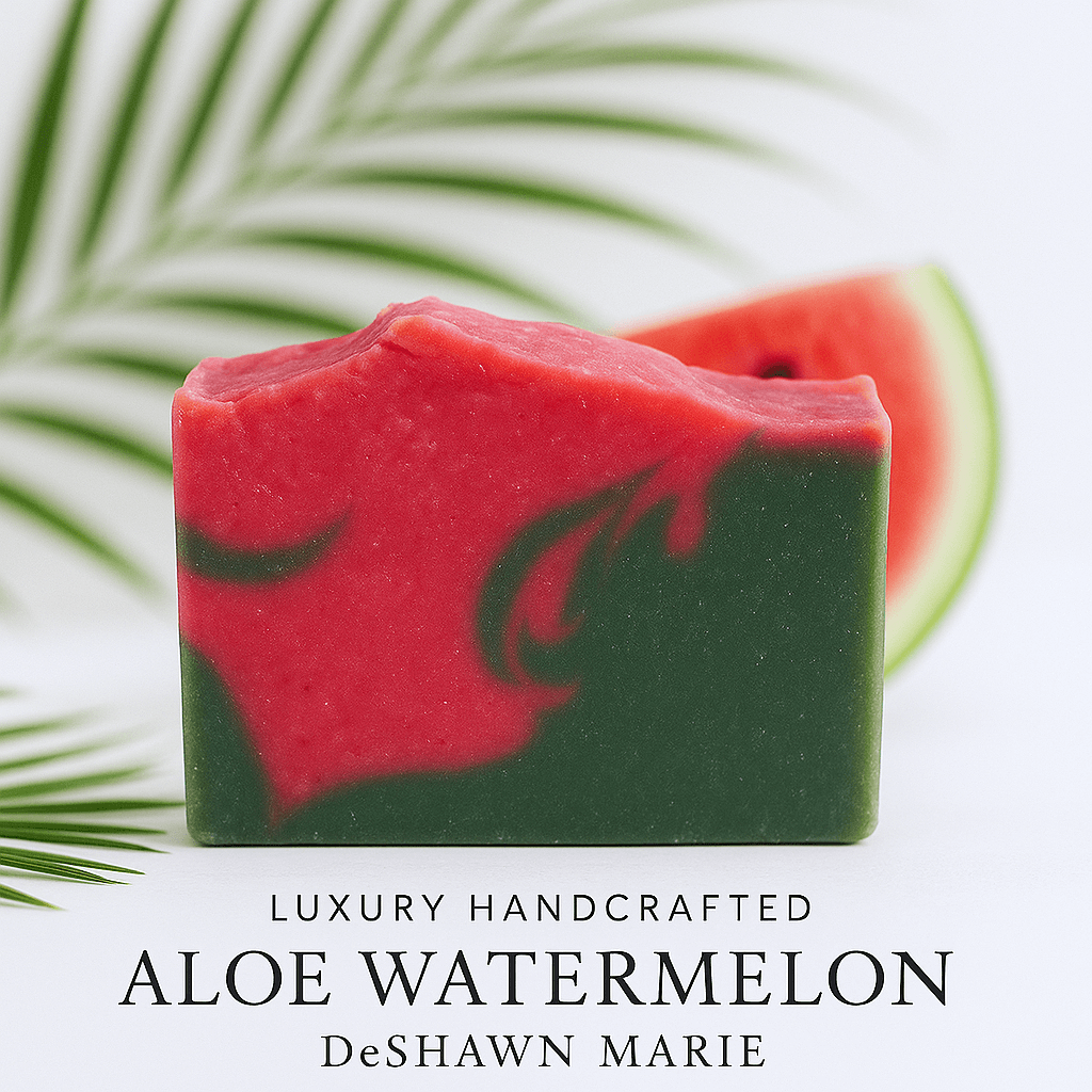 Aloe Watermelon Soap Bar - Soap Boutique showcasing a vibrant, handcrafted soap with a juicy watermelon design.