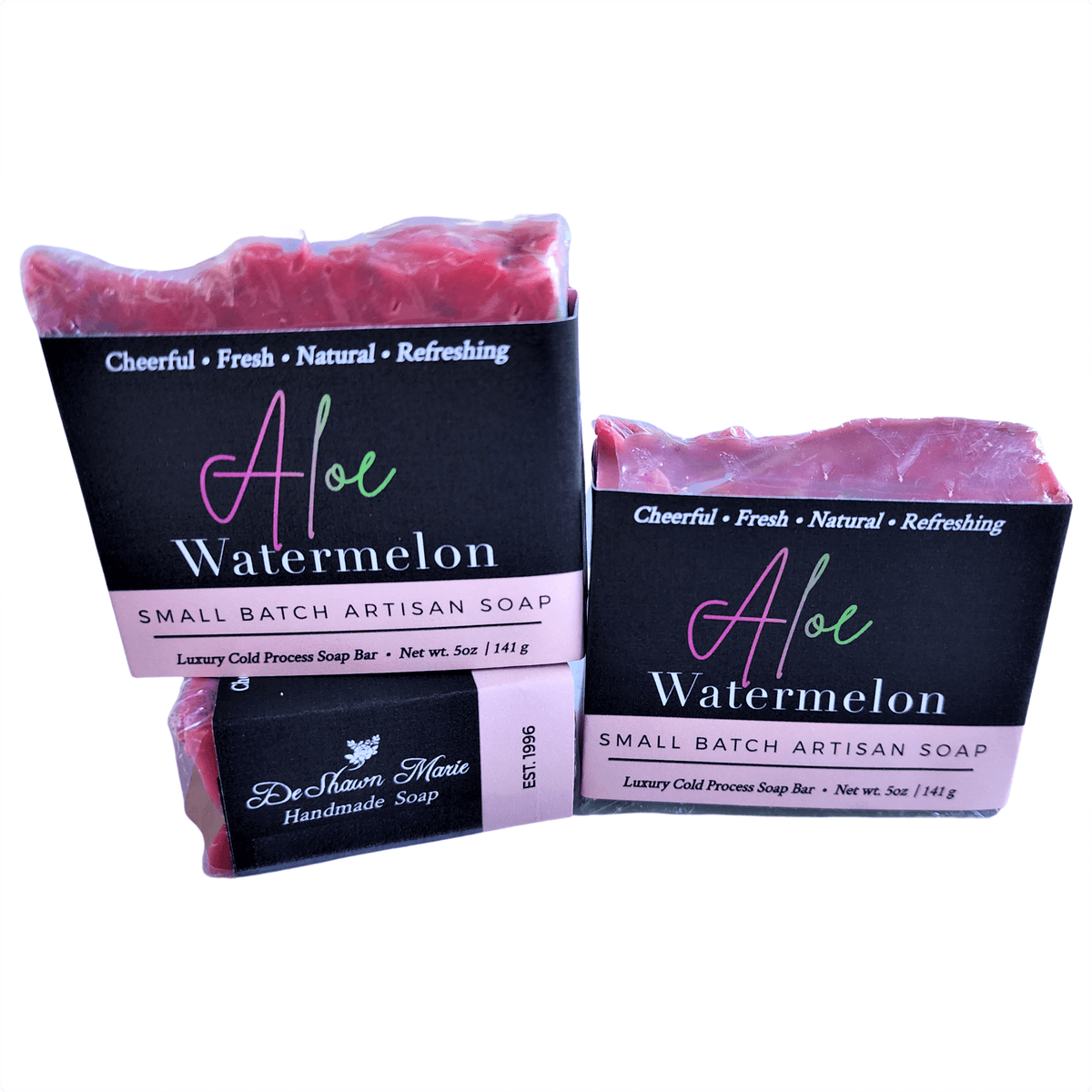 Aloe Watermelon Soap Bar - Soap Boutique displayed in vibrant marbled colors, perfect for a refreshing cleanse.