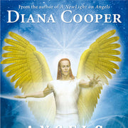 Book cover of 'Angels of Light Cards' by Diana Cooper featuring an angel with outstretched wings against a blue sky.