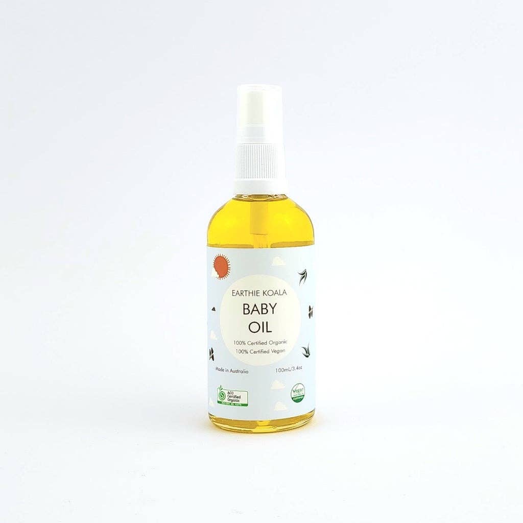 Baby Oil - Nourishing Avocado & Lavender 100ml - Earthie Koala organic baby oil for gentle skin care.