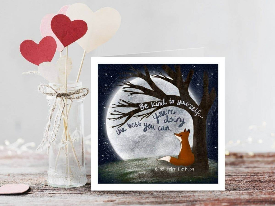Be Kind to Yourself Encouragement Card Fox Under The Moon