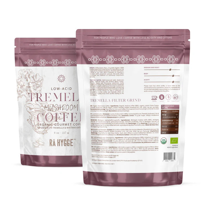 Beauty Mushroom Filter Coffee - Snow Fungus (Tremello) & Maitake - 8oz 227 g Ra Hygge Ingredients