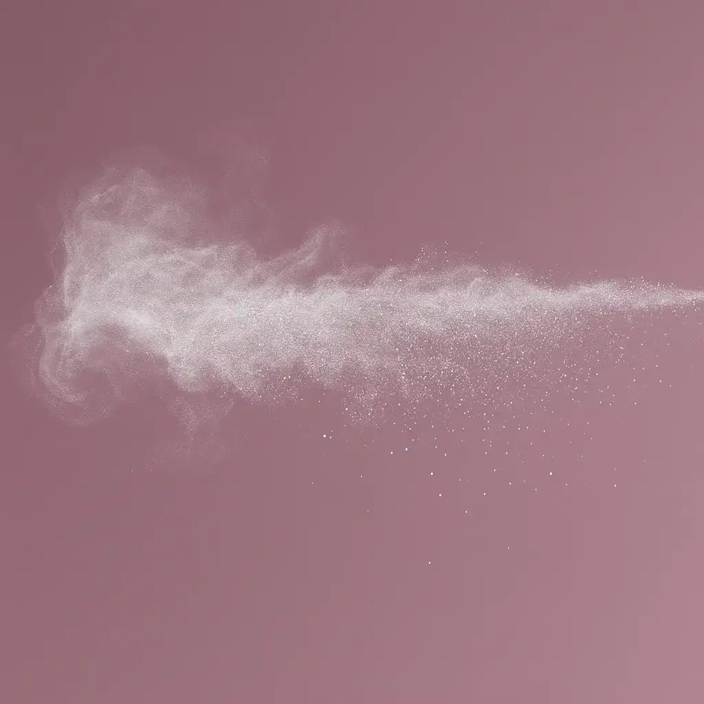 White powder cloud on a pink background
