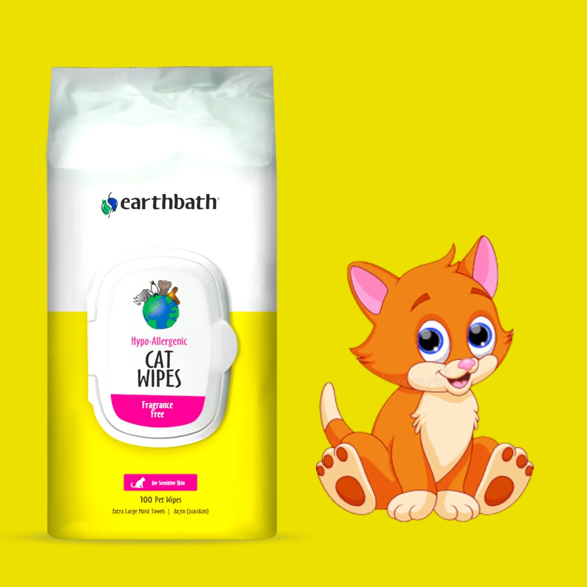 Cat Wipes - Earthbath Hypo-Allergenic 100 Pack