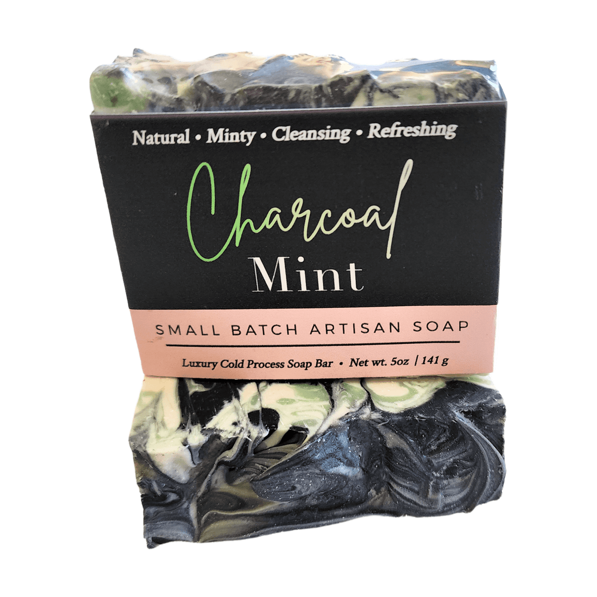 Charcoal Mint Soap Bar - Soap Boutique, natural artisan soap with cleansing properties, 5 oz, handcrafted.
