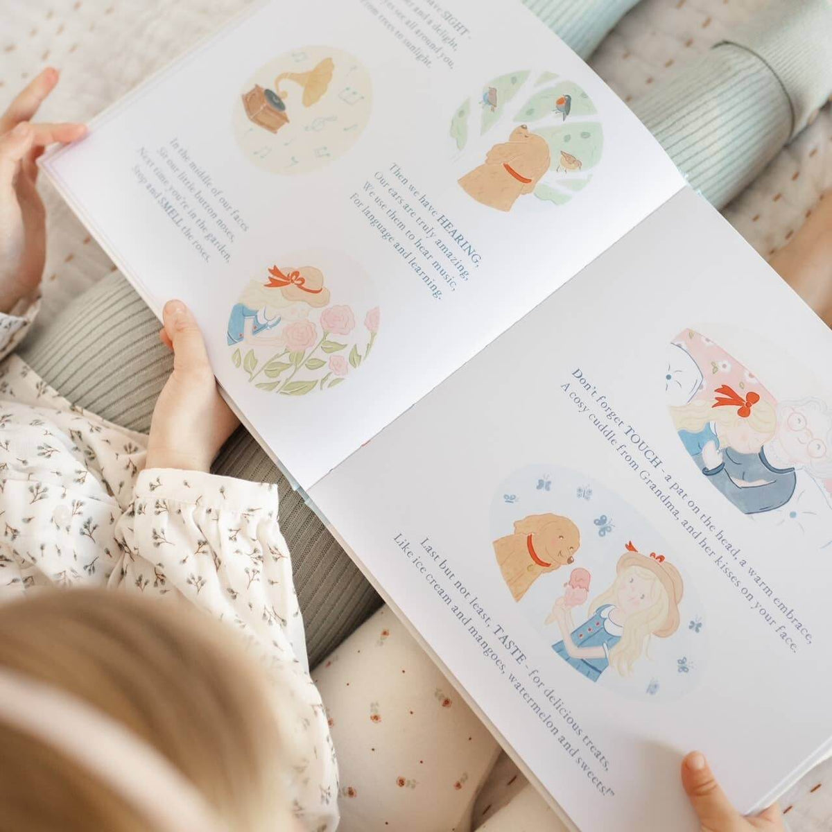 Child reading Charlie's Mindful Adventures By The Sea, exploring mindfulness techniques with colorful illustrations.