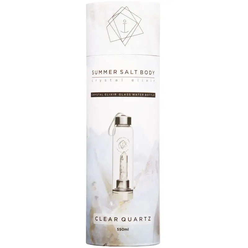 Clear Quartz Crystal Elixir – Glass Water Bottle 550ml
