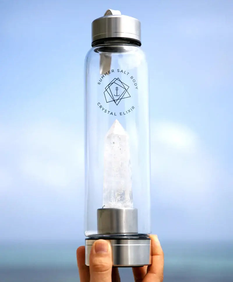 Clear Quartz Crystal Elixir – Glass Water Bottle 550ml