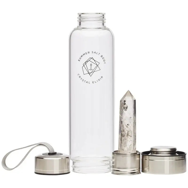 Clear Quartz Crystal Elixir – Glass Water Bottle 550ml