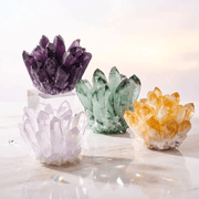Cluster Crystal Rock Stones Display showcasing various natural crystal clusters in vibrant colors.