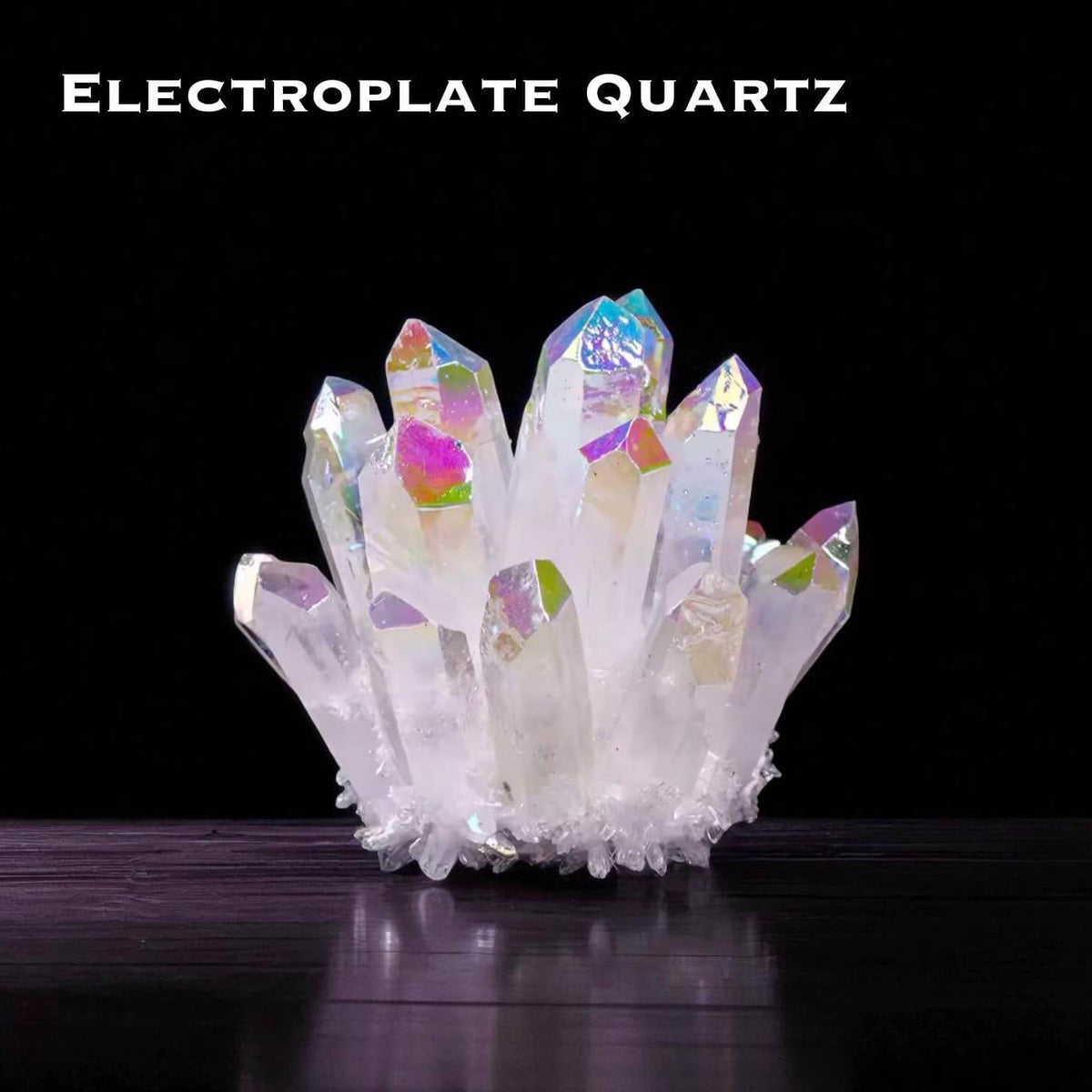Cluster Crystal Rock Stones Display showcasing a beautiful arrangement of vibrant crystal quartz points.