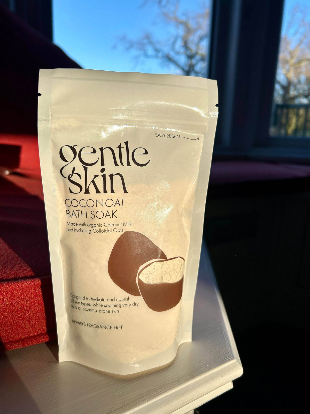 Coconoat Bath Soak for sensitive skin in a package with coconut milk and colloidal oats.
