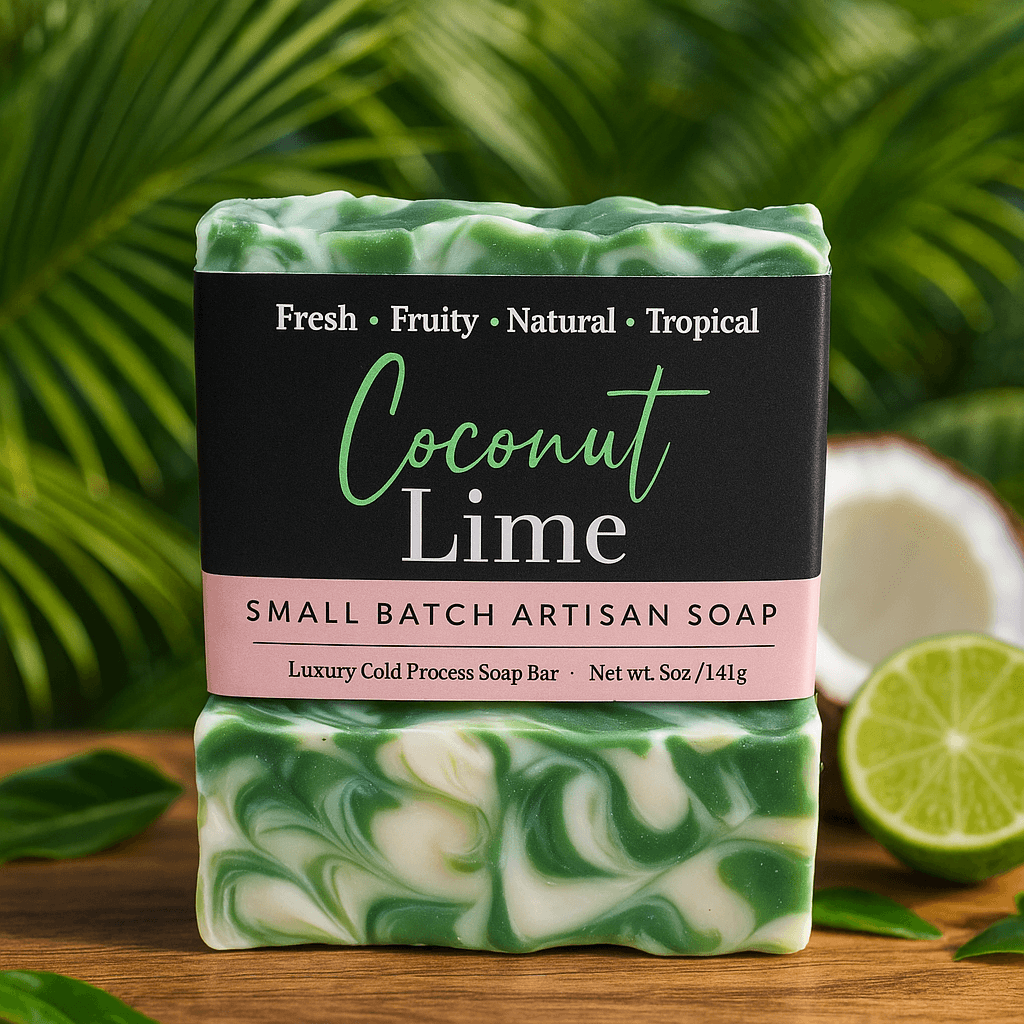 Coconut Lime Bar Soap - Soap Boutique, small batch artisan soap with tropical aromas and creamy coconut scent.