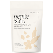 100% Organic Colloidal Oat Bath Soak packaging by gentle skin, soothing dry and eczema-prone skin.