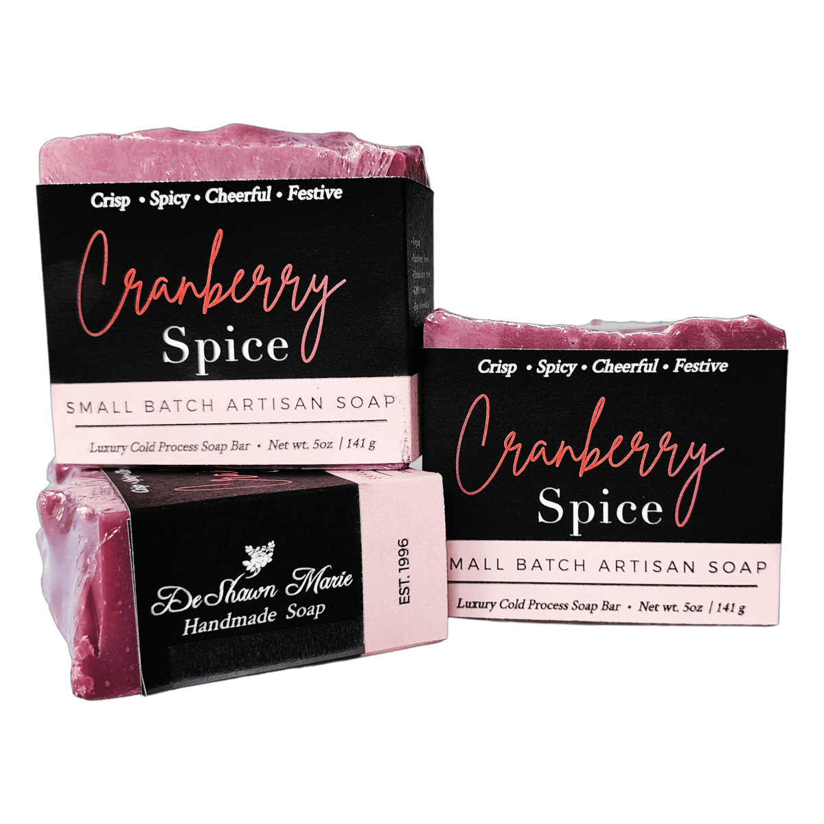 Cranberry Spice Soap Bar - Soap Boutique, handcrafted artisan soap in festive packaging.