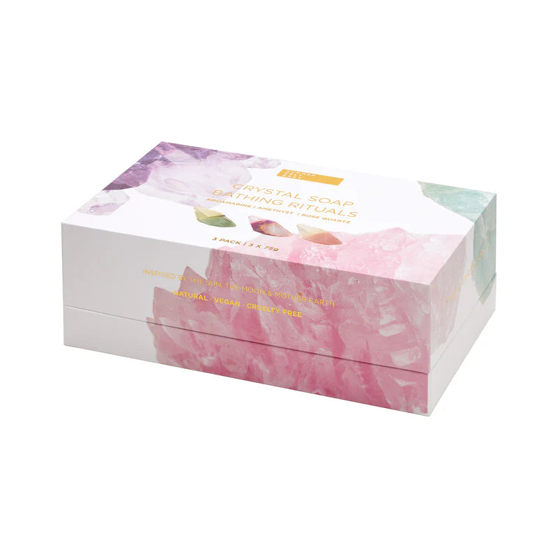 Crystal Soap Bathing Rituals | 3 Pack (Aquamarine + Amethyst + Rose Quartz)