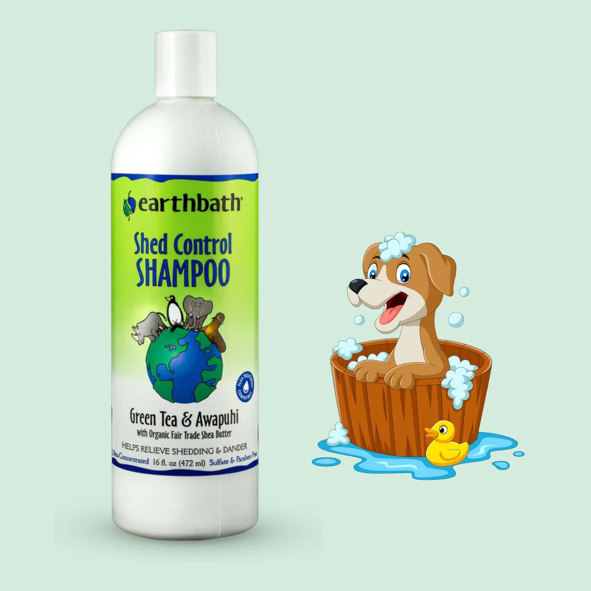 Dog Shampoo Earthbath Shed Control - Green Tea & Awapuhi 472ml