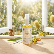 Dude Oil 100ml - Earthie Koala in a natural setting with greenery and koala figurine.