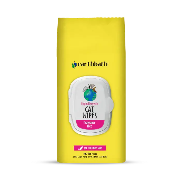 Earthbath Hypo-Allergenic Cat Grooming Wipes – 100 Count