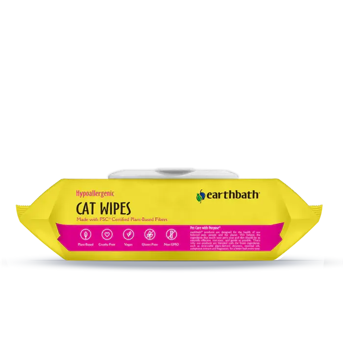 Earthbath Hypo-Allergenic Cat Grooming Wipes – 100 Count