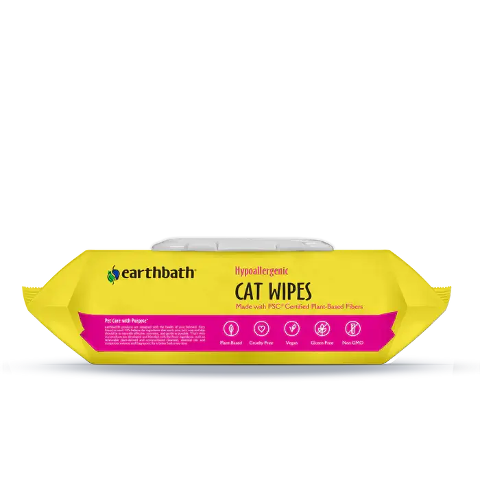 Earthbath Hypo-Allergenic Cat Grooming Wipes – 100 Count