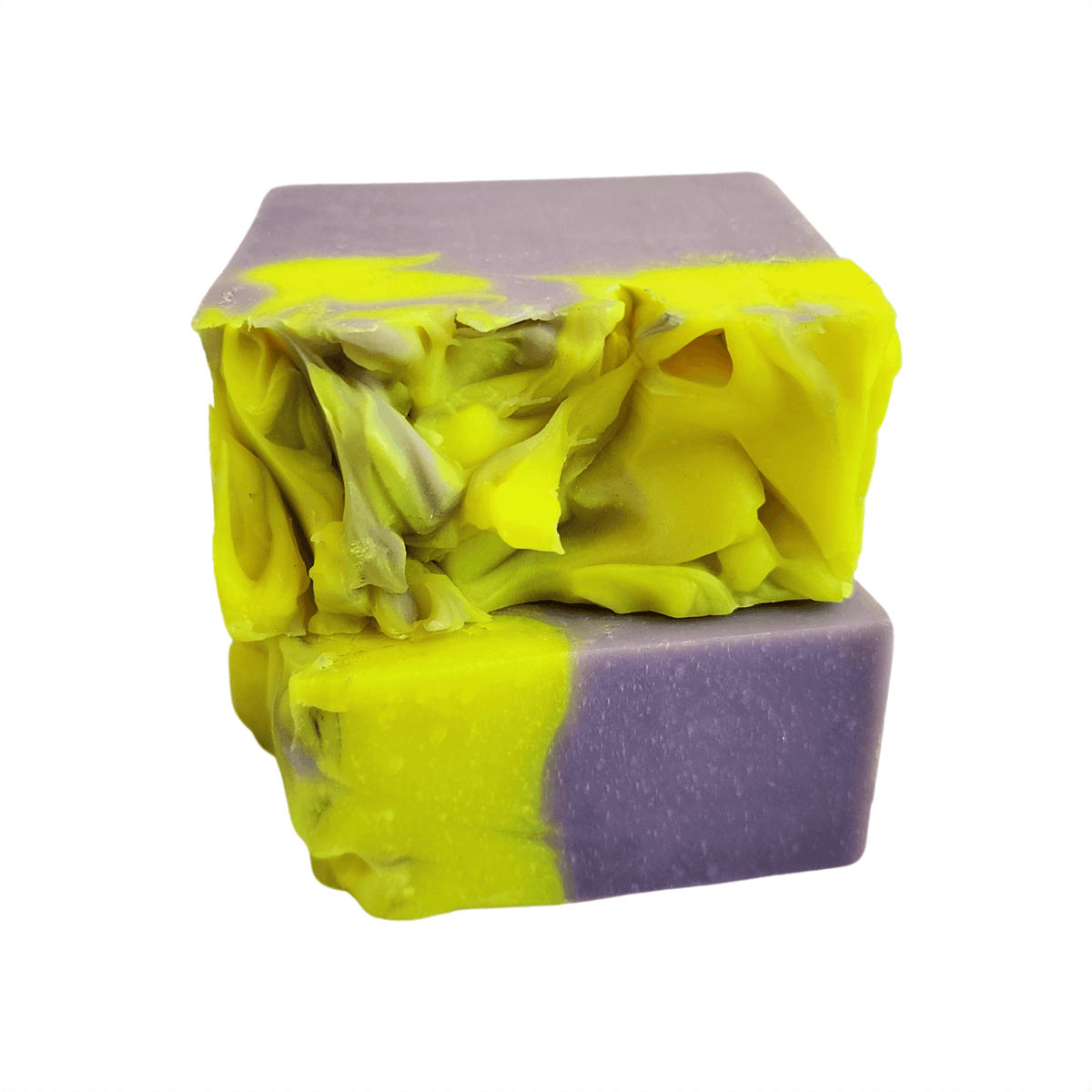 Elderberry Magnolia Soap Bar - Soap Boutique with vibrant yellow and violet swirls, handcrafted luxurious soap.