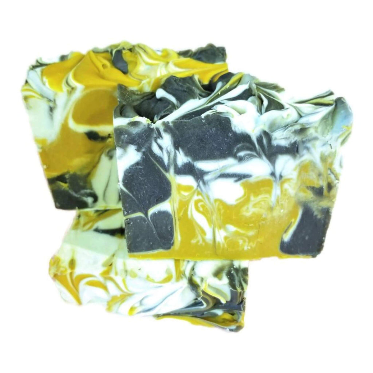 Evening Honeysuckle Bar Soap - Soap Boutique, handcrafted soap with unique swirls of yellow, white, and charcoal.