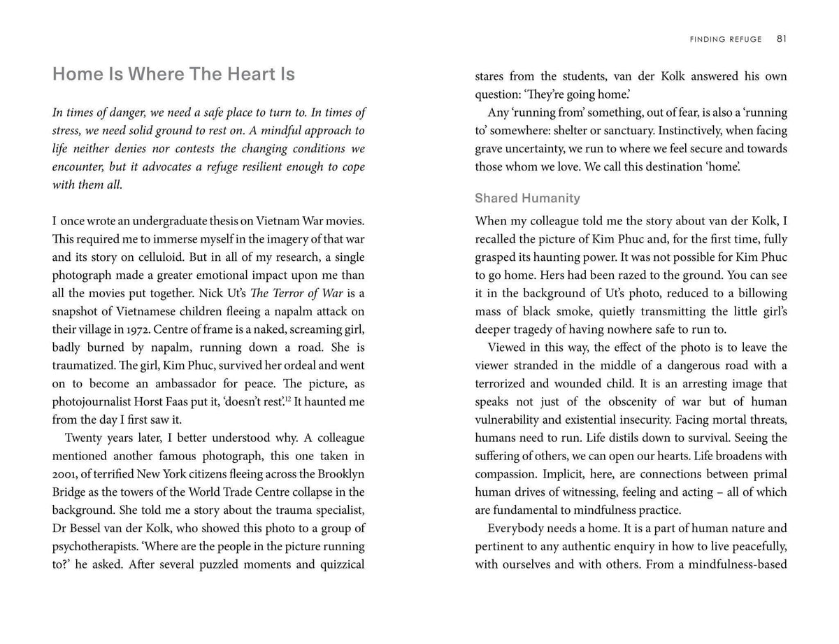 Text excerpt discussing personal safety and emotional resilience in relation to anxiety and war experiences.