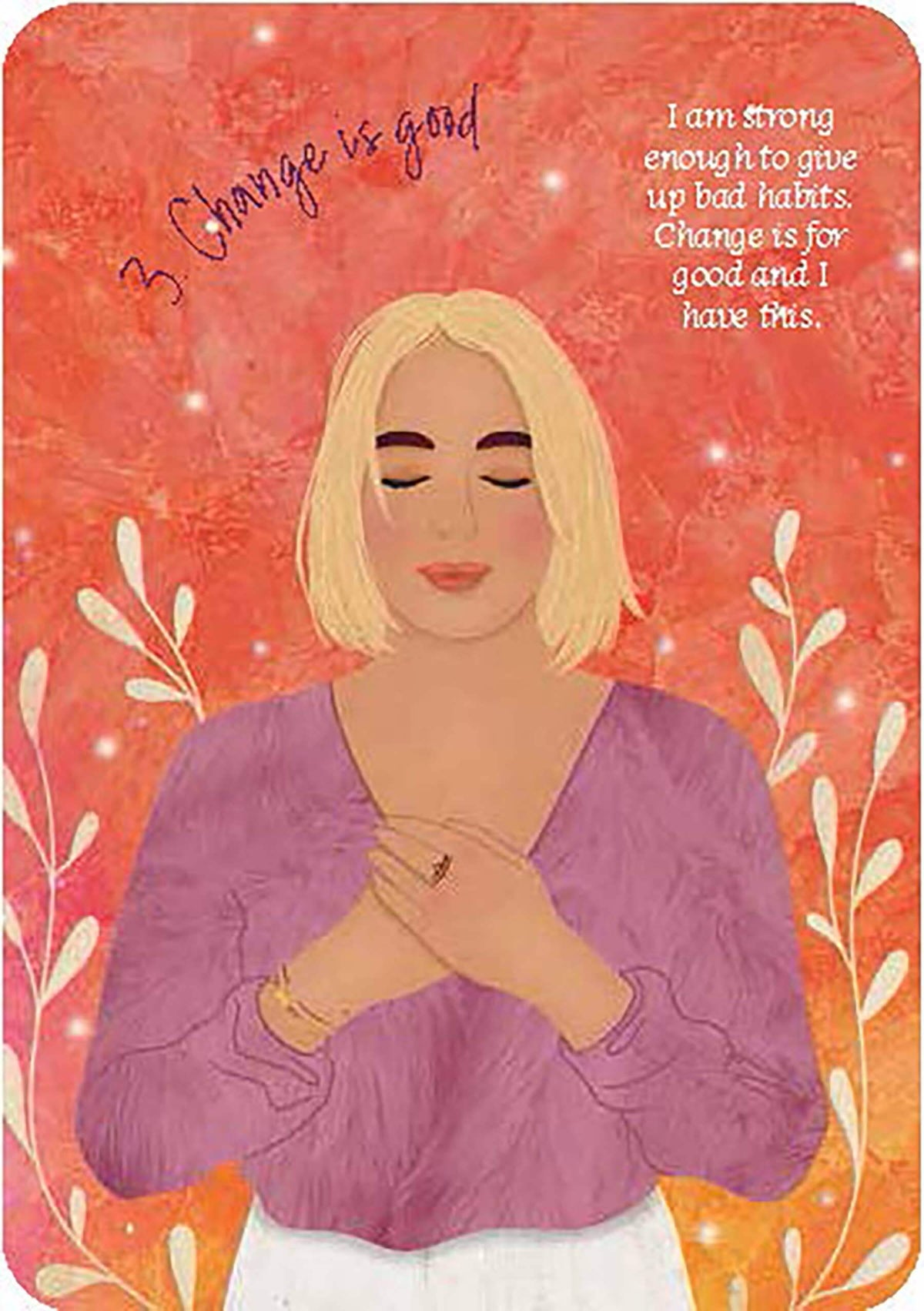 Illustration of a woman with text about change on a red background